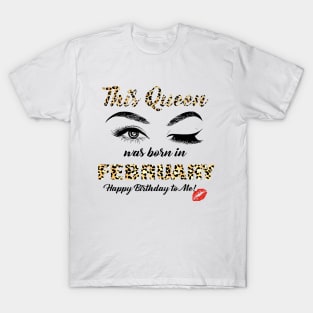 This Queen Was Born In February Leopard Pattern T-Shirt